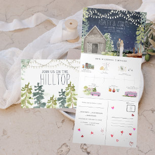 Rustikale Scheunenhochzeit Tri-Fold-Einladung Dreifach Gefaltete Einladung