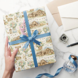 Rustikale Scheunenhochzeit Wasserfarbenmuster Geschenkpapier