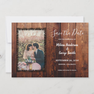 Rustikale Scheunenholz-Foto-Landratsheirat Save The Date