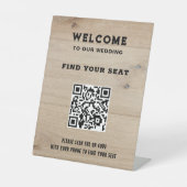 Rustikale Scheunenholz-QR-Code-Landhochzeitssitzor Sockelschild (Vorderseite)