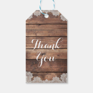 Rustikale Scheunenholz Romantische Spitze Hochzeit Geschenkanhänger