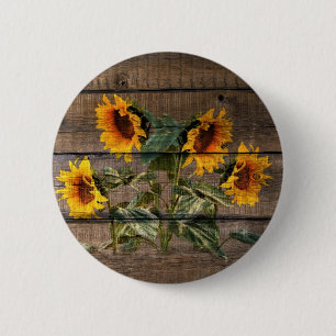 Rustikale Scheunenholz-Sonnenblume Button