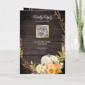 Rustikale Scheunenholz-Sonnenblumen-Kürbis-QR-Code Einladung (Rückseite)
