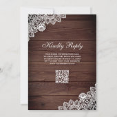 Rustikale Scheunenholz-Spitze QR-Code-Hochzeit Einladung (Rückseite)