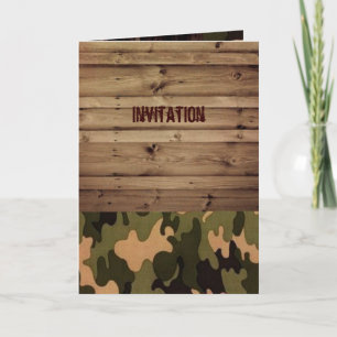 rustikale Scheunenholz Western Country Camo Hochze Einladung