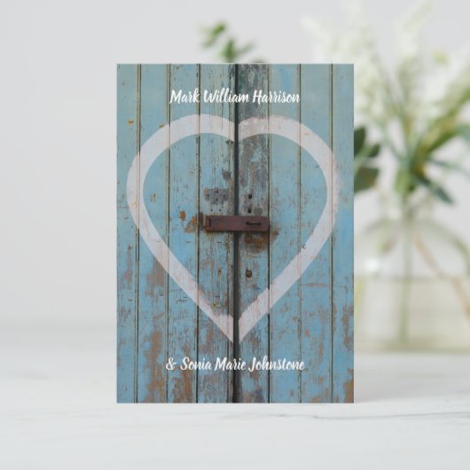 Rustikale Scheunentür Einladung (Stehend Vorderseite)