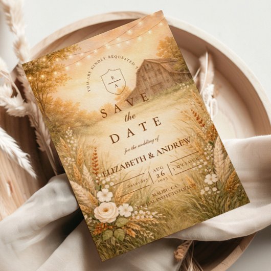 Rustikale Scheunenwiese-Lichterkette Hochzeit Save The Date