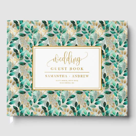 Rustikale schick Wald grüne Eukalyptus-Hochzeit Gästebuch (Vorderseite)