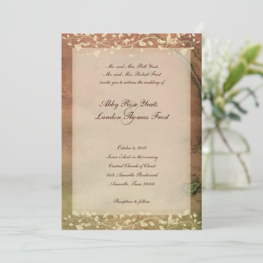 Rustikale schick warme Farben Einladung Hochzeit (Stehend Vorderseite)