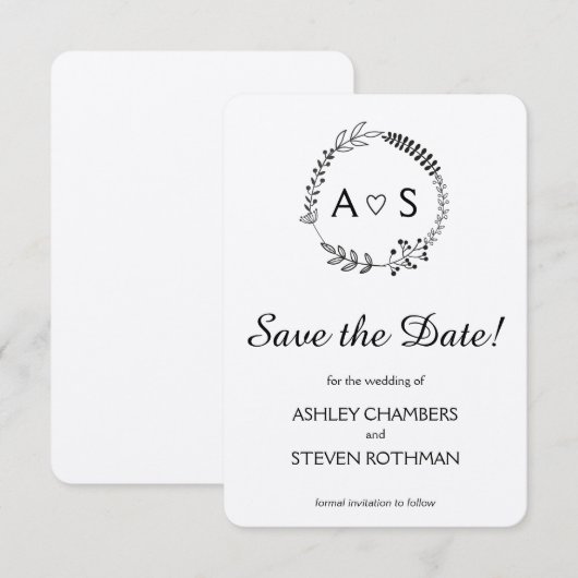 Rustikale schicke bothanische Hochzeit speichern S Save The Date (Vorne/Hinten)