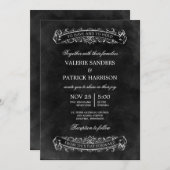 Rustikale schicke Hochzeitseinladung - Schwarz Einladung (Vorne/Hinten)