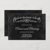 Rustikale schicke Hochzeitsempfangskarte - Schwarz Begleitkarte (Vorne/Hinten)