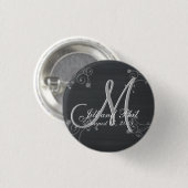 Rustikale Schiefertafel 3D-Monogramm Button (Vorne & Hinten)