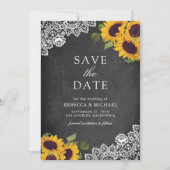 Rustikale Schiefertafel-Spitzen-Sonnenblumen-Hochz Save The Date (Vorderseite)