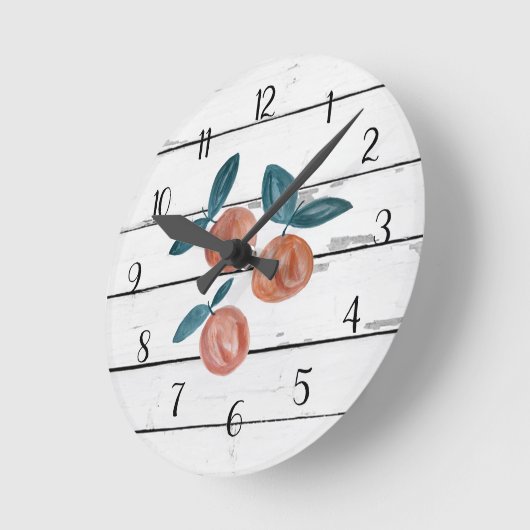 Rustikale Schiffsbauernhöfe mit Pfirsichgemälde Runde Wanduhr (Winkel)