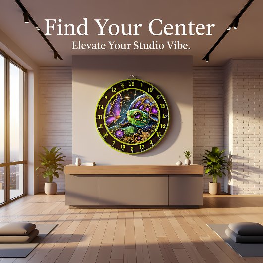 Rustikale Schildkröte und Schmetterling Kosmische  Dartscheibe