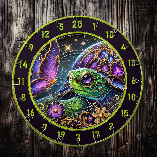 Rustikale Schildkröte und Schmetterling Kosmische Dartscheibe