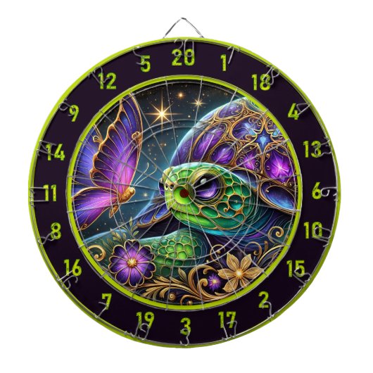 Rustikale Schildkröte und Schmetterling Kosmische Dartscheibe (vorne)