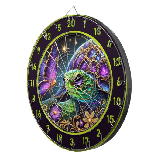 Rustikale Schildkröte und Schmetterling Kosmische Dartscheibe (Vorderseite rechts)