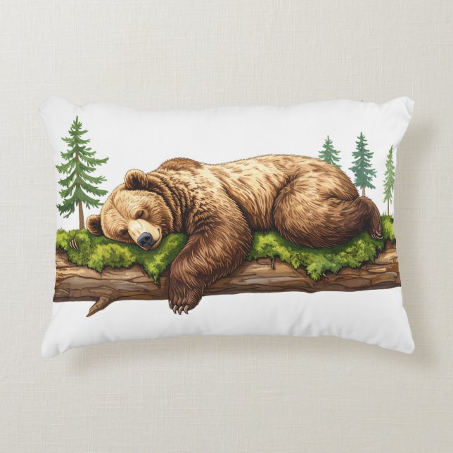 Rustikale Schlafbärenkabine Dekokissen (Vorderseite)