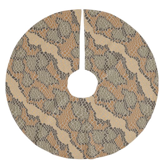 Rustikale Schlange Camouflage Muster Beige Braun G Polyester Weihnachtsbaumdecke (Vorderseite)