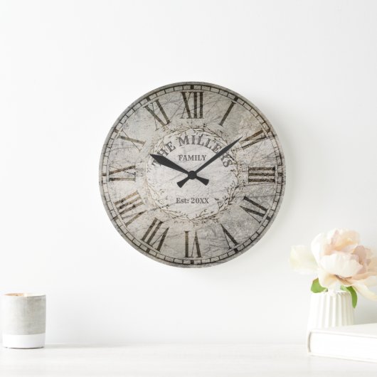 Rustikale Schmutz-Art-kundenspezifische Große Wanduhr (Zuhause)