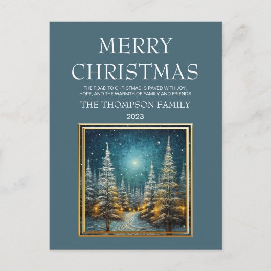 Rustikale Schneedecke Straße frohe Weihnachten (Vorderseite)