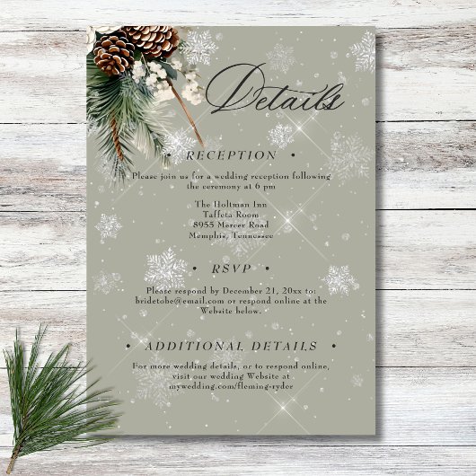 Rustikale Schneefall Pine & White Floral Sage Hoch Begleitkarte