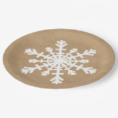 Rustikale Schneeflocke auf Packpapier-Blick Pappteller (Schrägansicht)