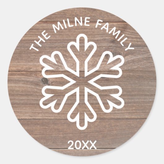 Rustikale Schneeflocke aus Holz - Circle Sticker (Vorderseite)