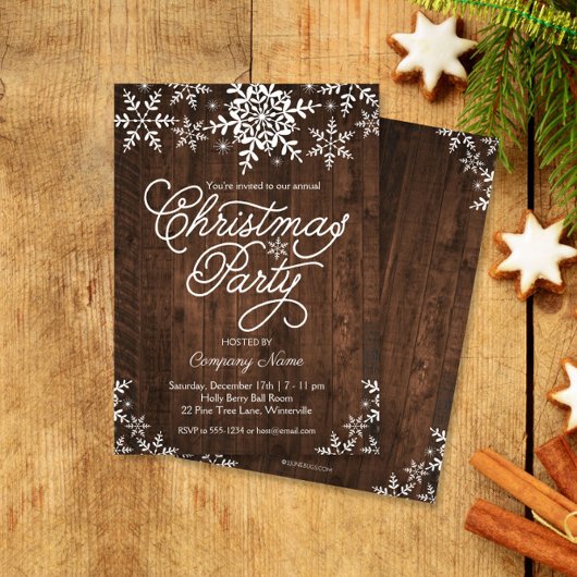 Rustikale Schneeflocken auf dem Weihnachtsfest im  Einladung
