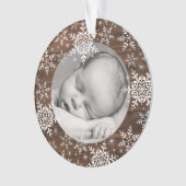 Rustikale Schneeflocken Baby Erste Weihnachten Ornament (Vorderseite)