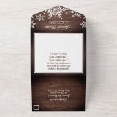 Rustikale Schneeflocken bei Weihnachten im Wald All In One Einladung (Außenbereich)