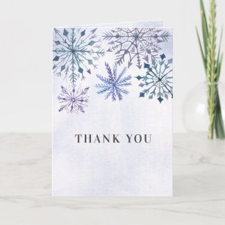 Rustikale Schneeflocken Blauer Winter Hochzeit Dankeskarte