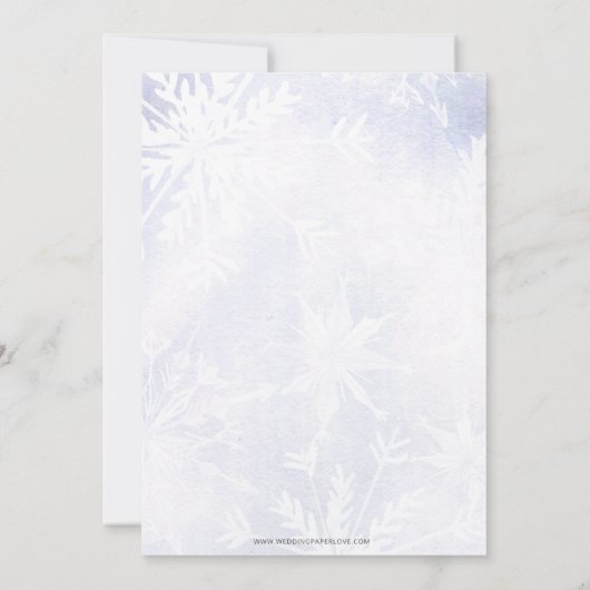 Rustikale Schneeflocken Blauer Winter Hochzeit Einladung (Rückseite)