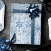 Rustikale Schneeflocken | Dusty Blue Scandinavian Geschenkpapier