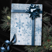 Rustikale Schneeflocken | Dusty Blue Scandinavian Geschenkpapier