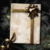 Rustikale Schneeflocken | Gold Grunge White Wood P Geschenkpapier