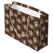 Rustikale Schneeflocken Große Geschenktüte (Rückseite Schrägansicht)