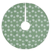 Rustikale Schneeflocken, grün und weiß Polyester Weihnachtsbaumdecke (Vorderseite)
