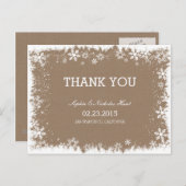 Rustikale Schneeflocken Hochzeit Danke Postkarten (Vorne/Hinten)