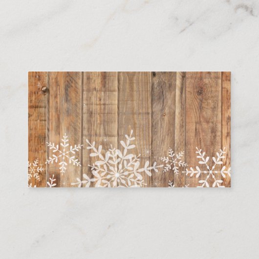 Rustikale Schneeflocken Kinderdusche Windeln Raffl Begleitkarte (Rückseite)