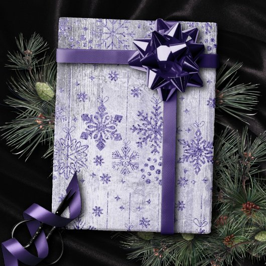 Rustikale Schneeflocken | Lavendel Lila skandinavi Geschenkpapier