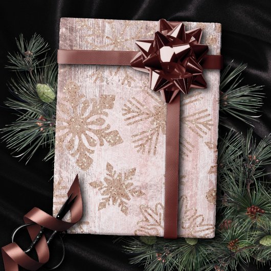 Rustikale Schneeflocken | Rose Gold Tree und Weihn Geschenkpapier