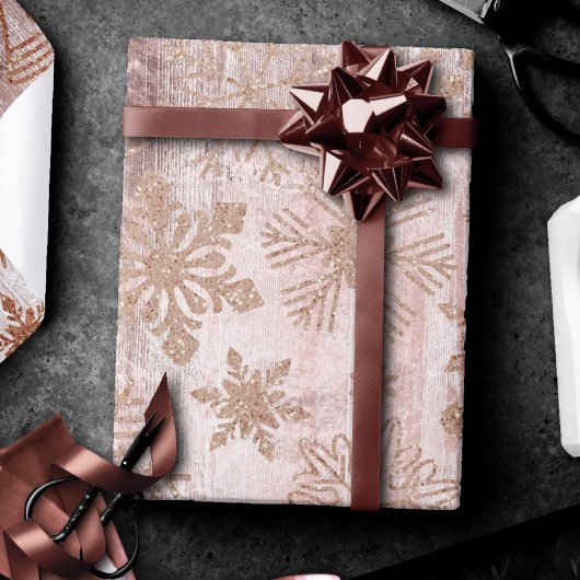 Rustikale Schneeflocken | Rose Gold Tree und Weihn Geschenkpapier