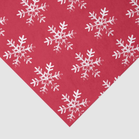 Rustikale Schneeflocken Rot Seidenpapier (Detail)