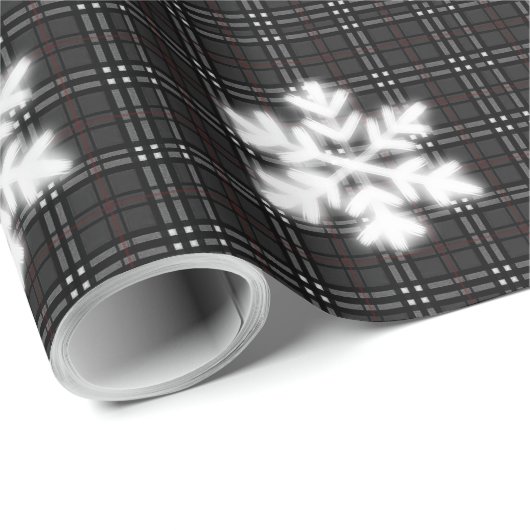 Rustikale Schneeflocken und graue Schotter Geschenkpapier (Rolleneckpunkt)