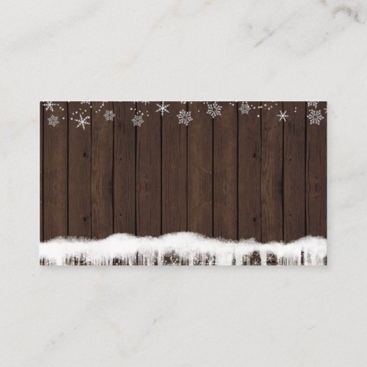 Rustikale Schneeflocken-Windeln Raffelkarten Begleitkarte (Rückseite)