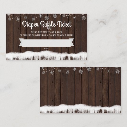 Rustikale Schneeflocken-Windeln Raffelkarten Begleitkarte (Vorne/Hinten)