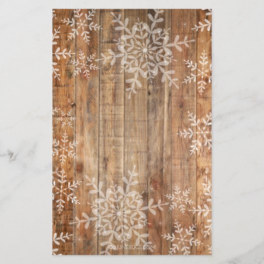 Rustikale Schneeflocken Winter Baby Dusche Word Sc Flyer (Hinten)